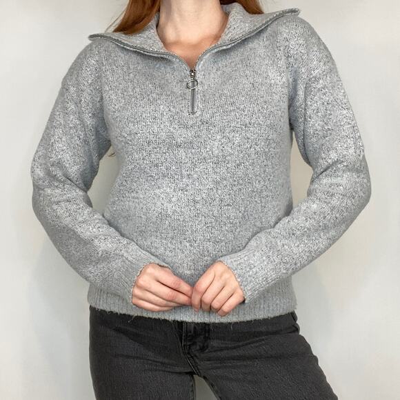 Love by Design EUC Large Gray Half ZIP Chunky Knit Sweater - Picture 5 of 10